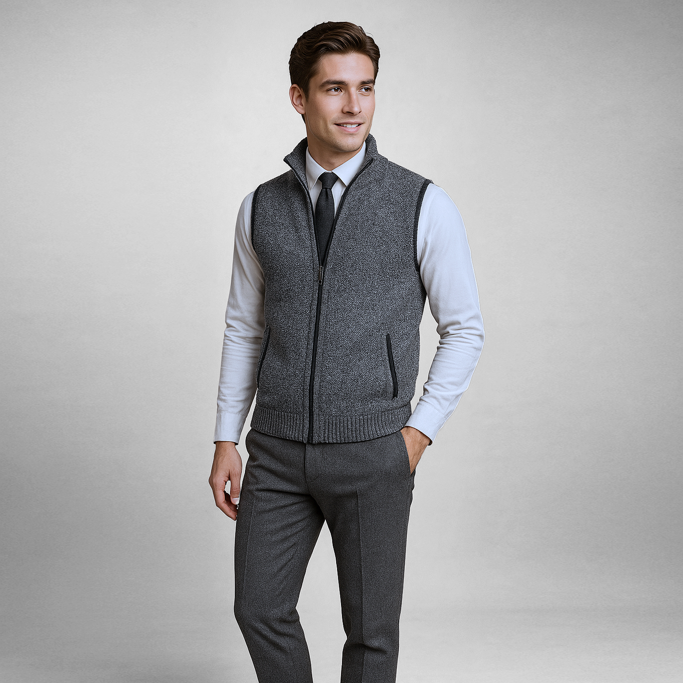 DAVIDE™  | Cardigan lavorato a maglia con cerniera completa